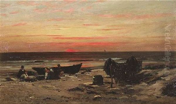 Abend Am Strand Oil Painting by Ludwig Heinrich Theodor (Louis) Gurlitt