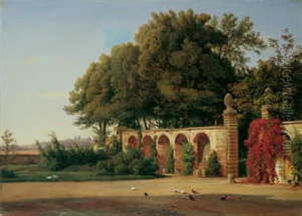 Der Eingang Zu Einem Schlosspark Oil Painting by Ludwig Heinrich Theodor (Louis) Gurlitt