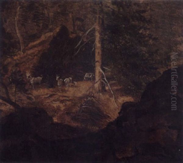 Geiter I Granskog Oil Painting by Ludwig Heinrich Theodor (Louis) Gurlitt