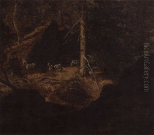 Geiter I Granskog Oil Painting by Ludwig Heinrich Theodor (Louis) Gurlitt