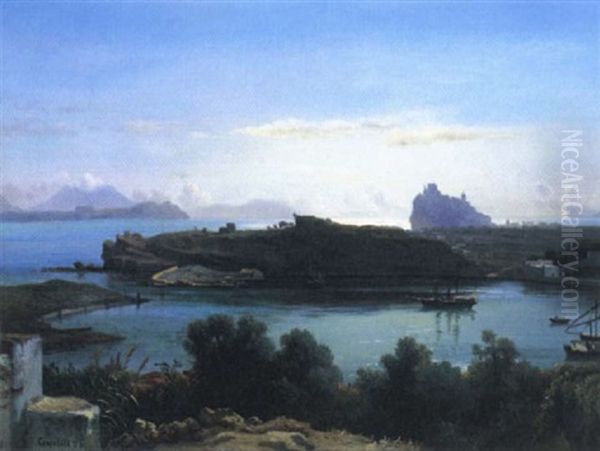 Ischia Porto Oil Painting by Ludwig Heinrich Theodor (Louis) Gurlitt