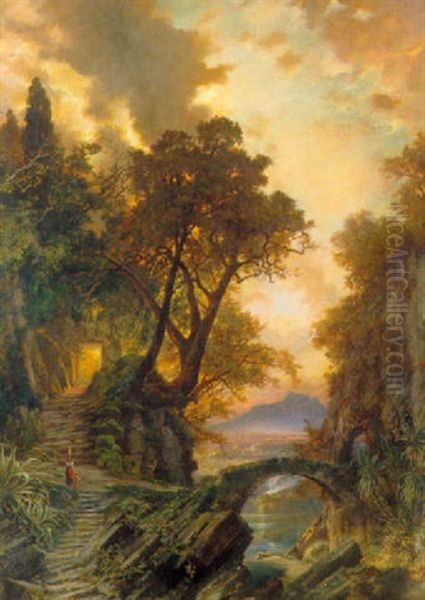 Italienische Landschaft Oil Painting by Ludwig Heinrich Theodor (Louis) Gurlitt