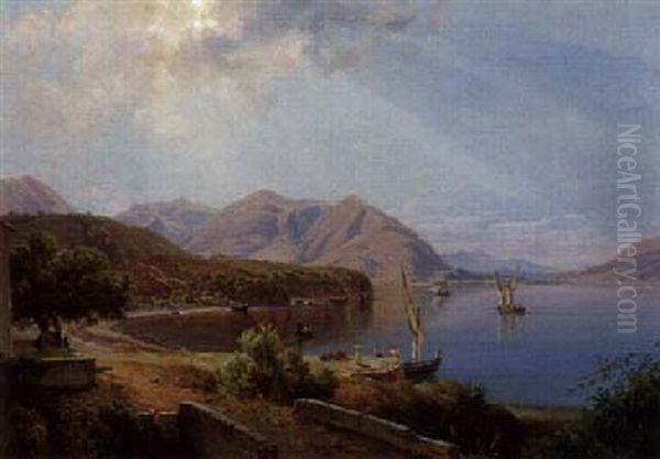 Bucht Von Baia Bei Neapal Oil Painting by Ludwig Heinrich Theodor (Louis) Gurlitt