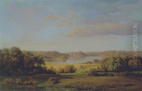 Landschaft In Ostholstein Oil Painting by Ludwig Heinrich Theodor (Louis) Gurlitt