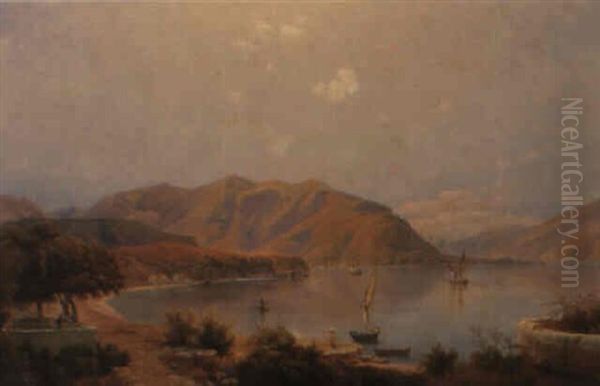 Die Bucht Von Cattaro Oil Painting by Ludwig Heinrich Theodor (Louis) Gurlitt