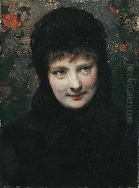 Junge Frau In Schwarz Oil Painting by Karl Gussow