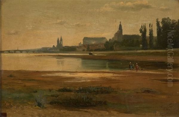 Vue De La Loire A Blois Oil Painting by Noel Gustave