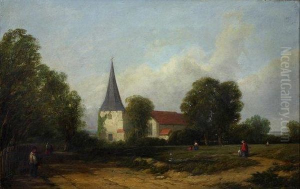 Going To Church Oil Painting by Thomas Baker Of Leamington