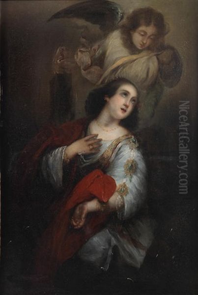 Saint Catherine Of Alexandria Oil Painting by Jose Gutierrez de la Vega