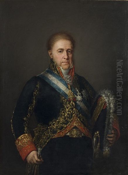 Retrato De D. Joaquin Samaniego Y Urbina, Marques De Valverde De La Sierra, De Monte Real Y De Caracena Del Valle, 1832 Oil Painting by Jose Gutierrez de la Vega