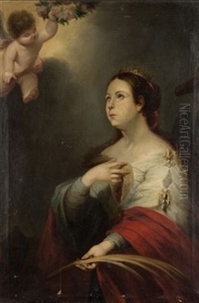 Santa Filomena Oil Painting by Jose Gutierrez de la Vega