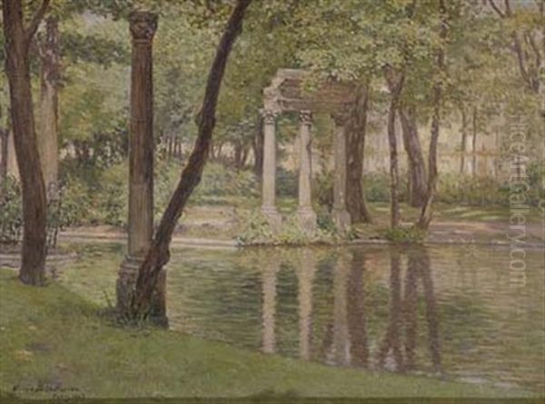 Parc Monceau De Paris Oil Painting by Ernesto Gutierrez Hernandez