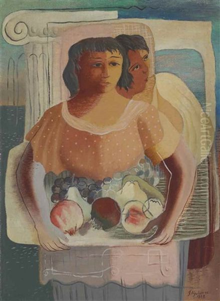 Dos Mujeres Con Frutas Oil Painting by Francisco Gutierrez