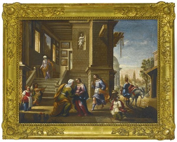 The Visitation; The Presentation Of The Virgin At The Temple Oil Painting by Francisco Gutierrez