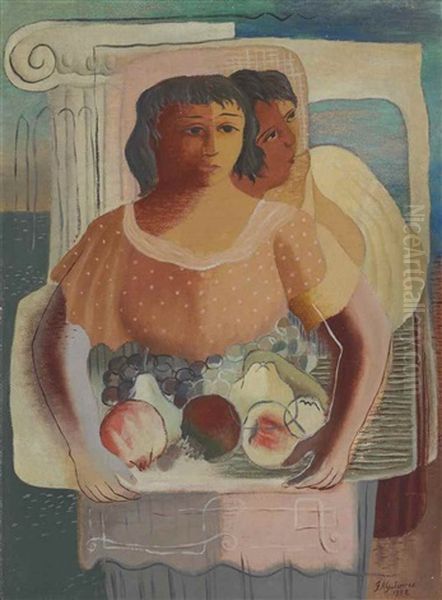 Dos Mujeres Con Frutas Oil Painting by Francisco Gutierrez