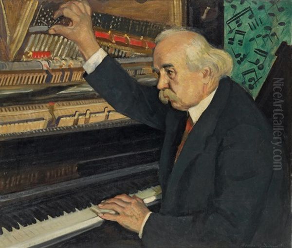 The Piano Tuner Oil Painting by Bernhard Gutmann