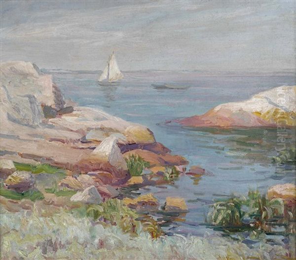 Massachusetts Coastline Oil Painting by Bernhard Gutmann