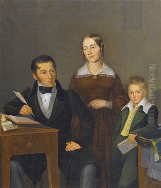 Biedermeier-familienportrat Oil Painting by Sebastian Gutzwiller