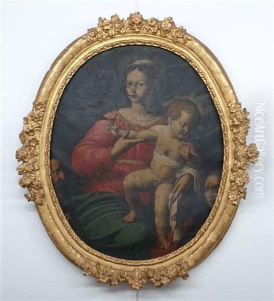 Vierge A L'enfant Entouree De Deux Saints Oil Painting by Francis Guy