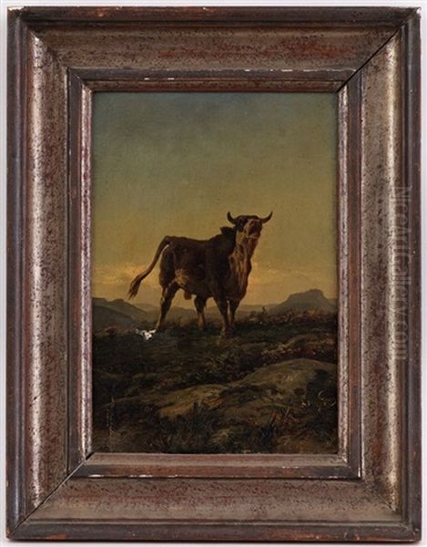 Taureau Dans Un Paysage Oil Painting by Louis Jean Baptiste Guy