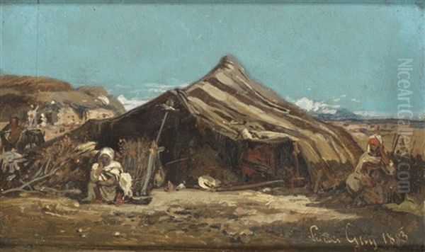 Campement Dans Le Desert Oil Painting by Louis Jean Baptiste Guy