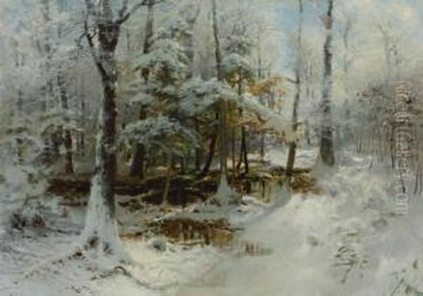 Quiet Winter Afternoon Oil Painting by William Bliss Baker