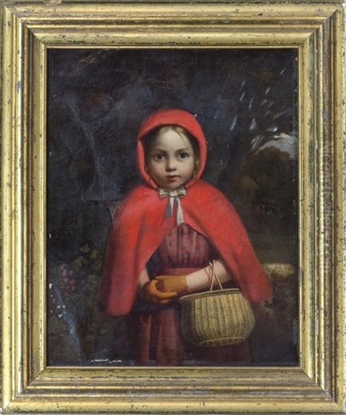 A Hooded Girl Carrying A Woven Basket Oil Painting by Seymour Joseph Guy