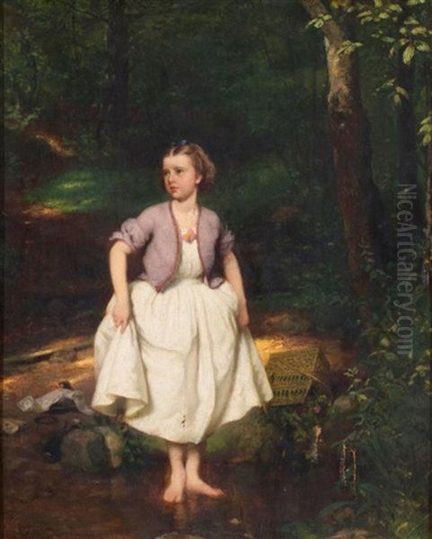 Wading Oil Painting by Seymour Joseph Guy