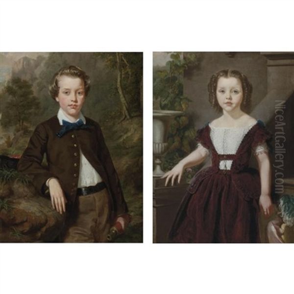 Portrait Of John Taylor (+ Portrait Of Deborah Taylor; Pair) Oil Painting by Seymour Joseph Guy