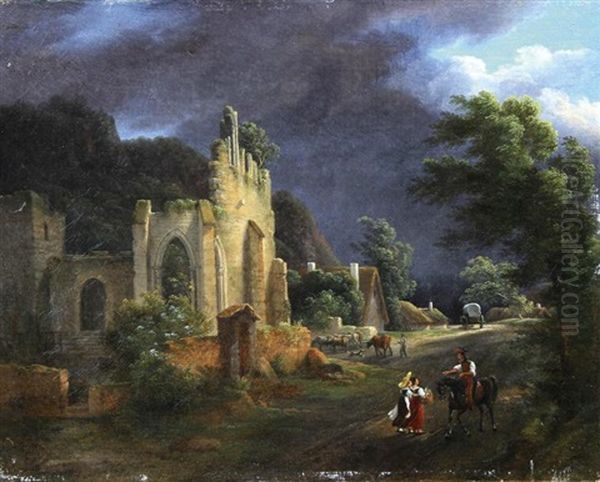 Le Coup De Vent Avant L'orage Oil Painting by Antoine-Patrice Guyot the Younger