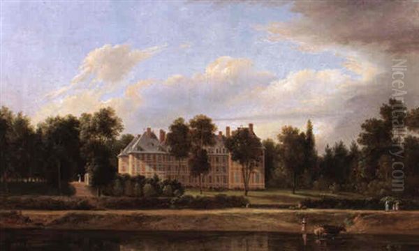 View Of The Chateau De Rosny From Across The Seine Oil Painting by Antoine-Patrice Guyot the Younger