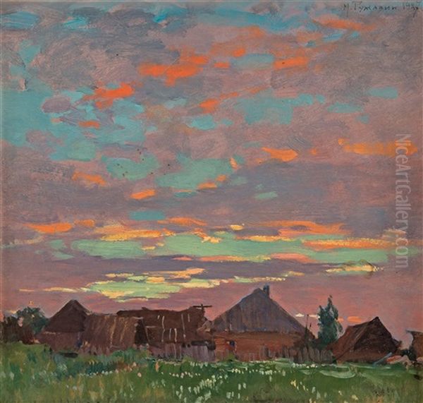 At Dusk Oil Painting by Mikhail Markelovich Guzhavin