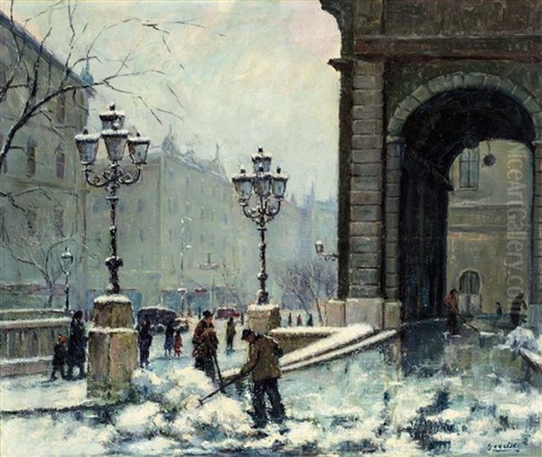 The Opera At Winter Oil Painting by Oedon Guzsik