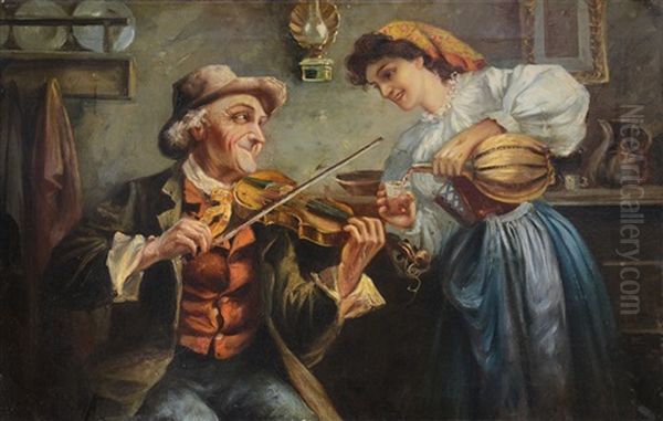 Il Violinista Oil Painting by Giuseppe Guzzardi