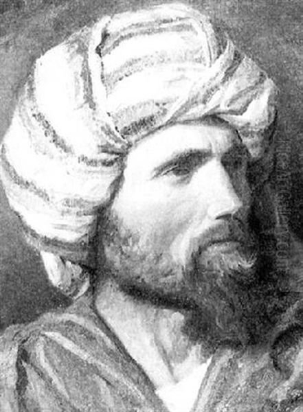 Head Of An Arab Oil Painting by Giuseppe Guzzardi