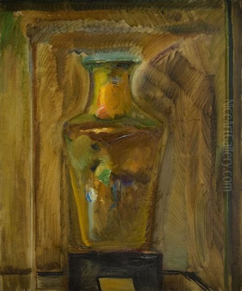 Vase Oil Painting by Gustav Gwozdecki