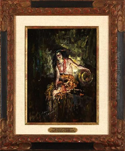 Portrait Of A Hula Girl Holding A Vase Oil Painting by Indiana Gyberson