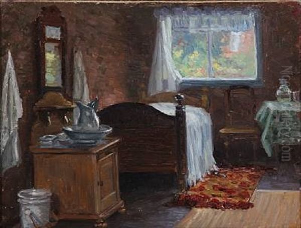 Bedroom With Light From A Window, Skagen Oil Painting by Hans Gyde-Petersen