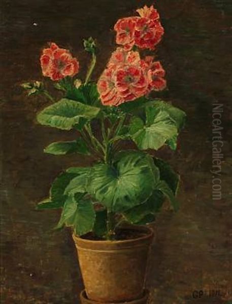 A Begonia Oil Painting by Hans Gyde-Petersen