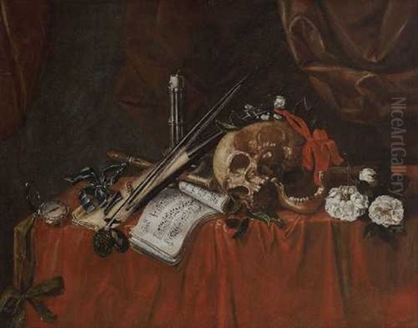 Vanitas-stillleben Mit Notenheft Oil Painting by Cornelis Norbertus Gysbrechts