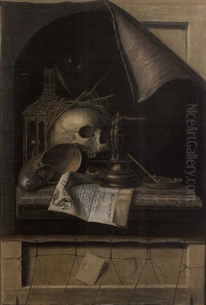 Vanite En Trompe L'oeil Oil Painting by Cornelis Norbertus Gysbrechts