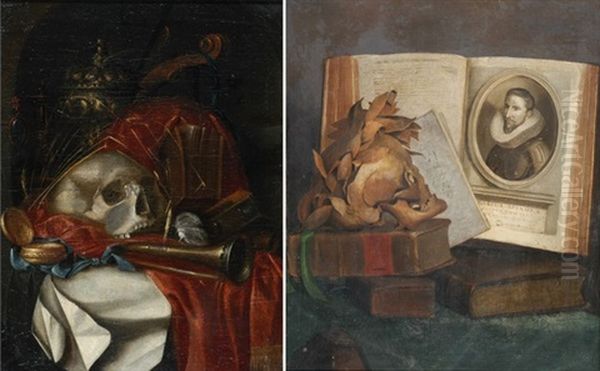 Vanitasdarstellung (+ Another Similar; Pair) Oil Painting by Cornelis Norbertus Gysbrechts