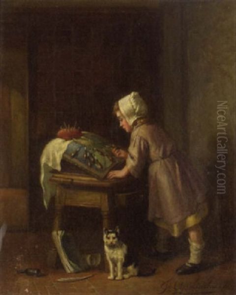 The Young Weaver Oil Painting by Joseph Gyselinckx