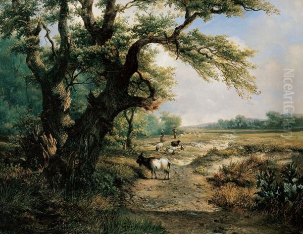 Hollandische Landschaft Mit Ziegenherde Oil Painting by Alexander Hieronymus Jun Bakhuyzen