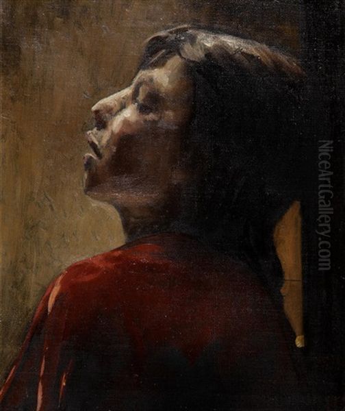 Head Of Girl Oil Painting by Nikolaus Gysis