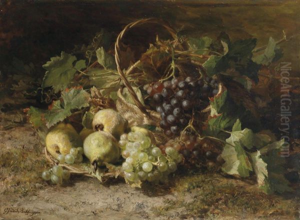 Decorativestill Life With Grapes And Pears Oil Painting by Geraldine Jacoba Van De Sande Bakhuyzen