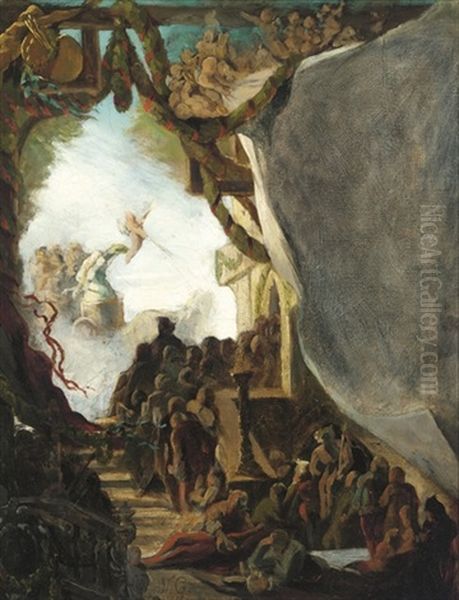 An Allegorical Scene Oil Painting by Nikolaus Gysis