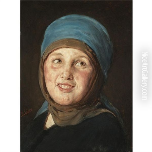 Portrait Of A Smiling Woman Oil Painting by Nikolaus Gysis