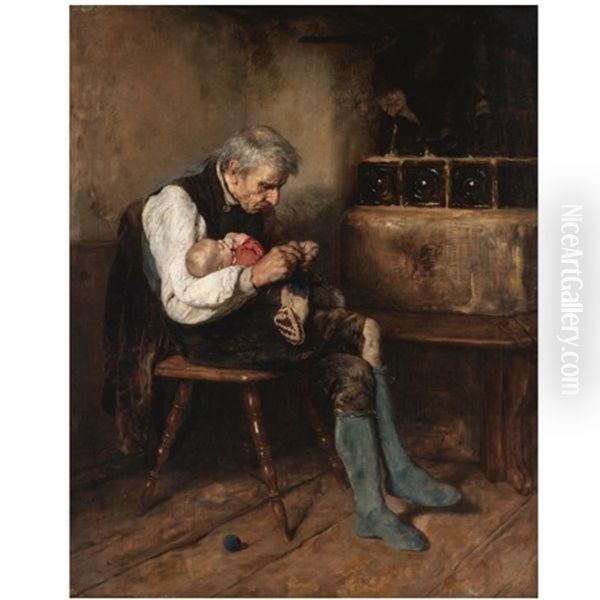 Grandfather And Grandson Oil Painting by Nikolaus Gysis