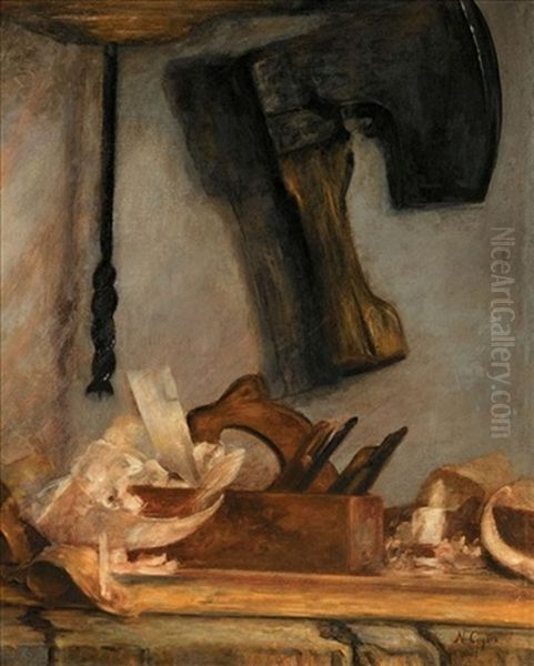 A Carpenter's Tools Oil Painting by Nikolaus Gysis